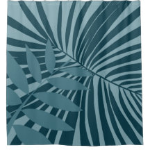 Palm & tropisch blad abstract in blauw groen grijs