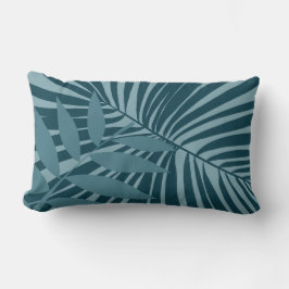 Palm & tropisch blad abstract in blauw groen grijs kussen