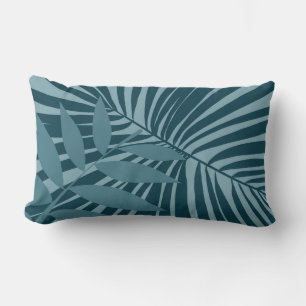 Palm & tropisch blad abstract in blauw groen grijs kussen