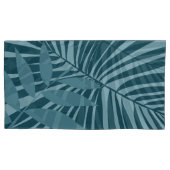 Palm & tropisch blad abstract in blauw groen grijs kussensloop (Voorkant-Links)