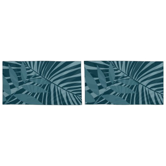 Palm & tropisch blad abstract in blauw groen grijs kussensloop (Achterkant-Set)