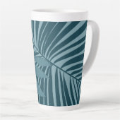 Palm & tropisch blad abstract in blauw groen grijs latte mok (Rechterhoek)