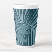 Palm & tropisch blad abstract in blauw groen grijs latte mok (Voorkant)