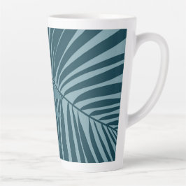 Palm & tropisch blad abstract in blauw groen grijs latte mok