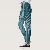 Palm & tropisch blad abstract in blauw groen grijs leggings (Links)