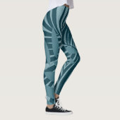 Palm & tropisch blad abstract in blauw groen grijs leggings (Rechts)
