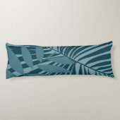 Palm & tropisch blad abstract in blauw groen grijs lichaamskussen (Achterkant)