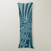 Palm & tropisch blad abstract in blauw groen grijs lichaamskussen (Voorkant Verticaal)