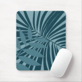 Palm & tropisch blad abstract in blauw groen grijs muismat (Met muis)