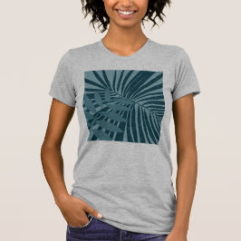 Palm & tropisch blad abstract in blauw groen grijs t-shirt