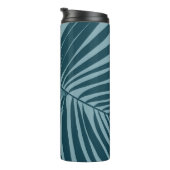 Palm & tropisch blad abstract in blauw groen grijs thermosbeker (Geroteerd rechts)