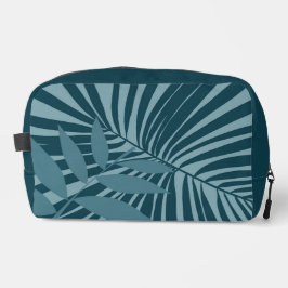 Palm & tropisch blad abstract in blauw groen grijs toilettasje