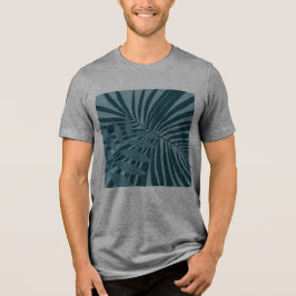 Palm & tropisch blad abstract in blauw groen grijs Tri-Blend shirt