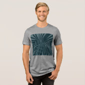 Palm & tropisch blad abstract in blauw groen grijs Tri-Blend shirt (Voorkant volledig)