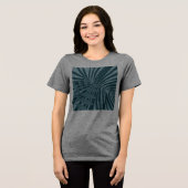 Palm & tropisch blad abstract in blauw groen grijs Tri-Blend shirt (Voorkant volledig)