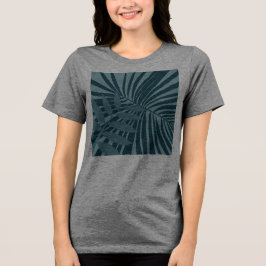Palm & tropisch blad abstract in blauw groen grijs Tri-Blend shirt