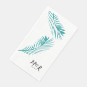 Palm Tropisch Blad Bruiloft Logo    Servet (Hoek)