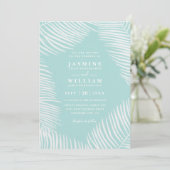 Palm Tropisch Strand Elegant Chic QR Code Trouwen Kaart (Staand voorkant)