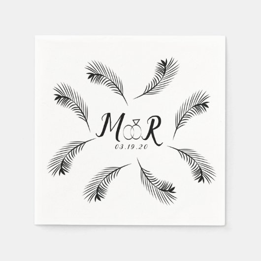 Palm Tropische Blad Ring Trouw Logo Servet (Voorkant)