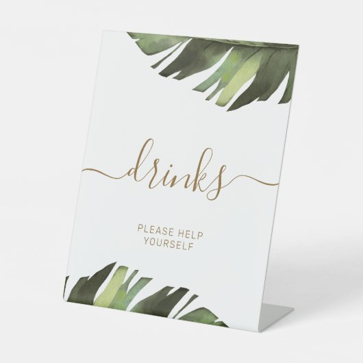 Palm tropische bloemendouche Drinken teken Reclamebord Met Voetstuk (Voorkant)