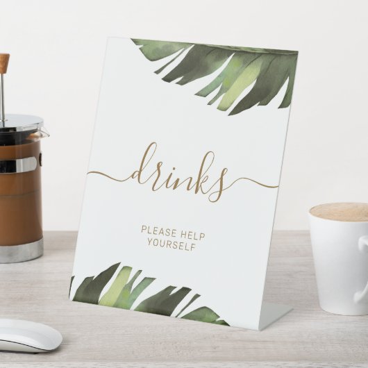 Palm tropische bloemendouche Drinken teken Reclamebord Met Voetstuk (Insitu)