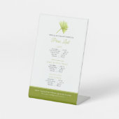 Palm tropische schoonheid product prijslijst groen reclamebord met voetstuk (Voorkant)