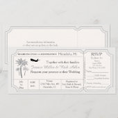 Palm Trouwbestemming Ticket Uitnodiging RSVP (Voorkant / Achterkant)
