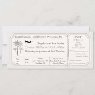 Palm Trouwbestemming Ticket Uitnodiging RSVP