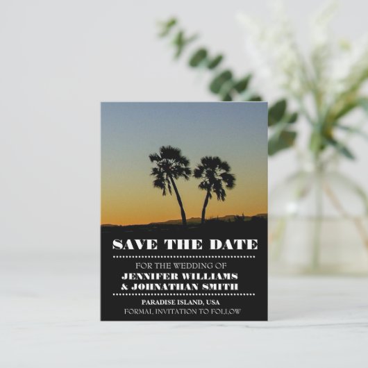Palm Typography Sla de datumkaarten op Aankondigingskaart (Staand voorkant)