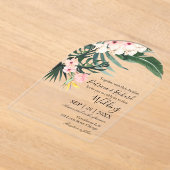 Palm verlaat tropische bestemming bruiloft acryl uitnodigingen (Laagn)