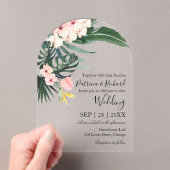 Palm verlaat tropische bestemming bruiloft acryl uitnodigingen (Insitu (Draagbaar))