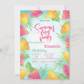 Palm verlaat Watermelon Summer Birthday Party Kaart (Voorkant)
