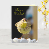 Palm Warbler - Bird Series Birthday Kaart (Gele Bloem)