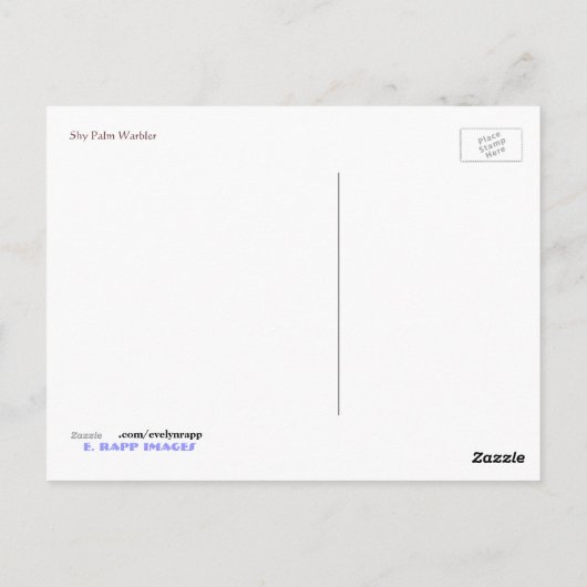 Palm Warbler Briefkaart (Achterkant)