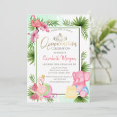 Palm Watermelon Flamingo EIephant Quinceañera Kaart (Staand voorkant)
