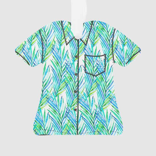 Palm Whisperer Hawaiian Tropical Aloha Shirt- Turq Ornament (voorkant)