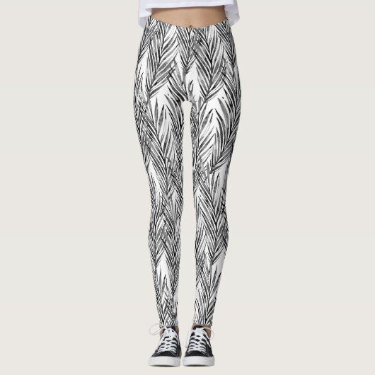 Palm Whisperer Hawaiian Tropical Grey Leggings (Voorkant)