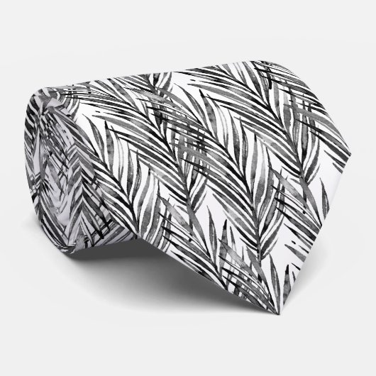 Palm Whisperer Hawaiian Tropical Grey Stropdas (Opgerold)