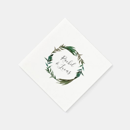 Palm Wreath Personalized Wedding Servet (Hoek)