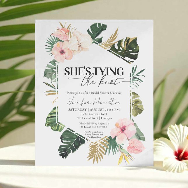 Palm Ze bindt de knoop Bruidsdouche uitnodiging (Creator heeft geüpload)