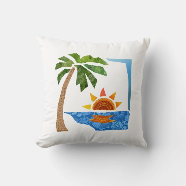 Palm, zon en Zee Kussen (Voorkant)