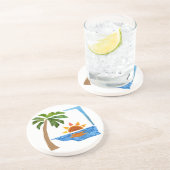 Palm, zon en Zee Zandsteen Onderzetter (Zijkant)