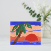 Palm Zonsondergang Ansichtkaart Briefkaart (Staand voorkant)