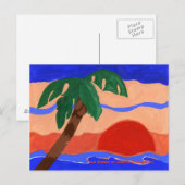Palm Zonsondergang Ansichtkaart Briefkaart (Voorkant / Achterkant)