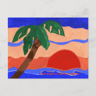 Palm Zonsondergang Ansichtkaart Briefkaart