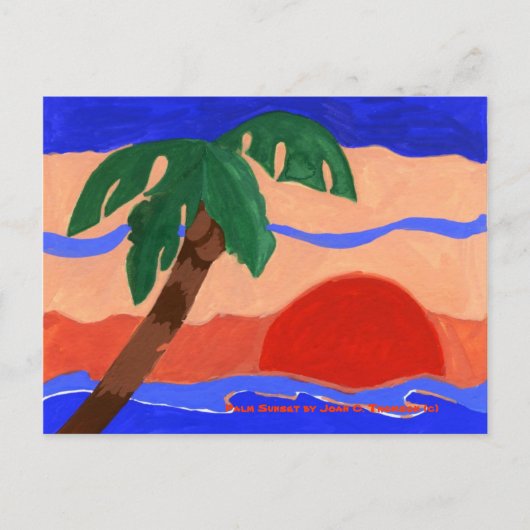 Palm Zonsondergang Ansichtkaart Briefkaart (Voorkant)