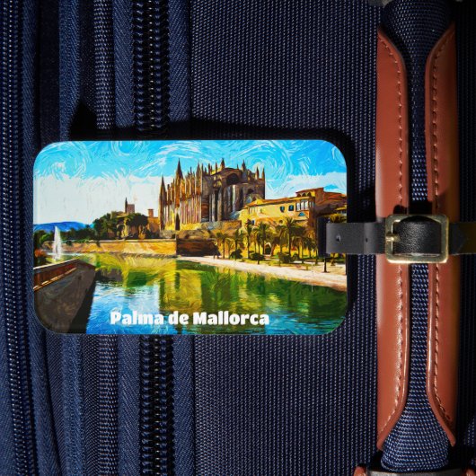 Palma de Mallorca Baleares olieverf Bagagelabel (Voorkant Insitu 4)