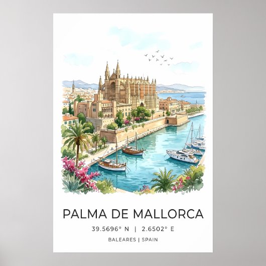 Palma De Mallorca Muurkunst Kust Reisposter Poster (Voorkant)