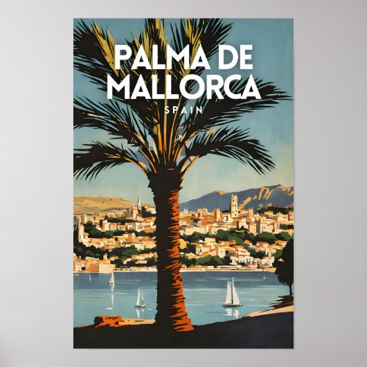 Palma de Mallorca Nostalgisch Spanje Retro Reizen Poster (Voorkant)