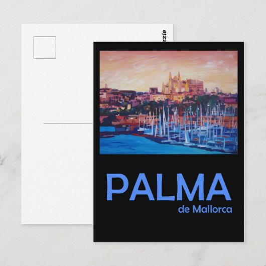 Palma de Mallorca Retro Travel Poster Briefkaart (Voorkant / Achterkant)